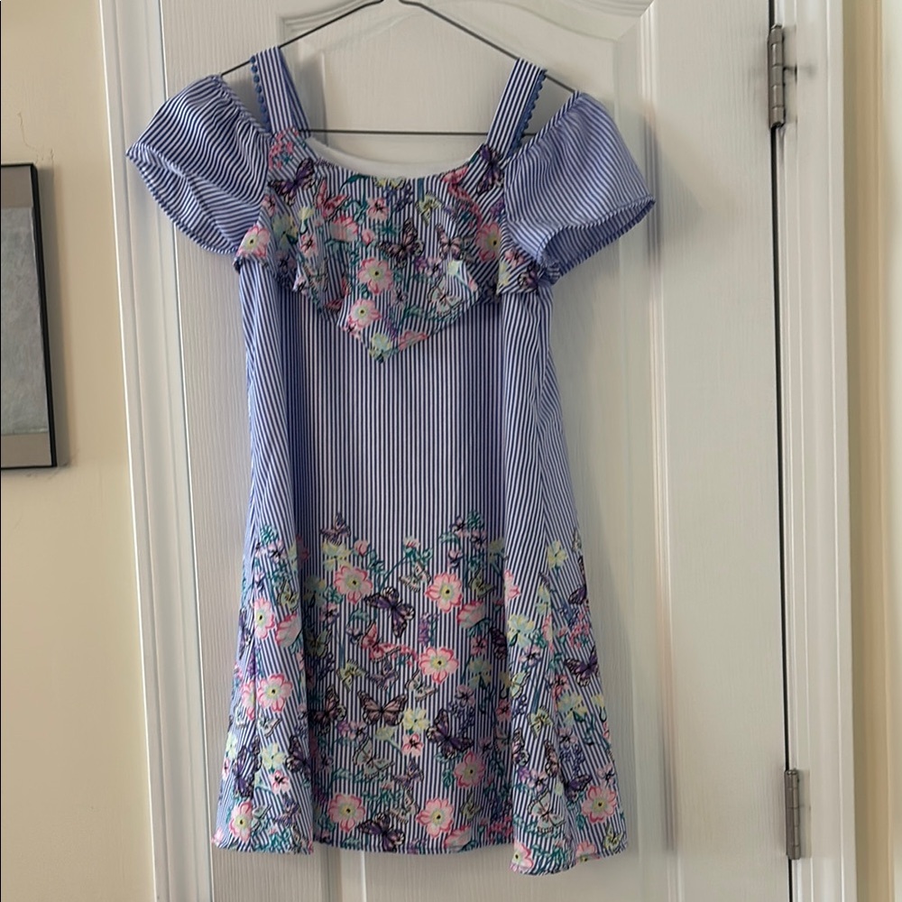 Striped Floral Off-Shoulder Dress